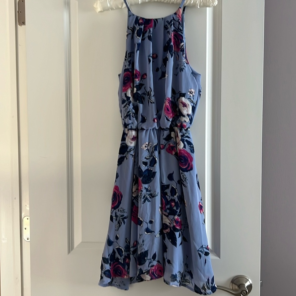Blue Rain Floral Dress